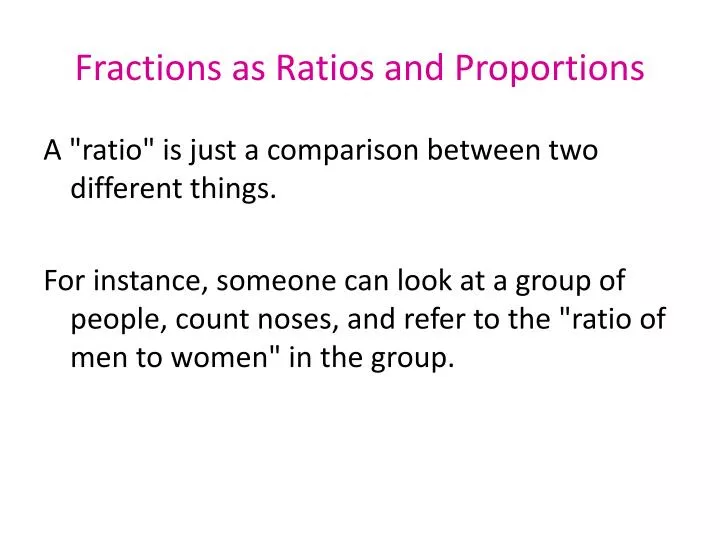 fractions as ratios and proportions