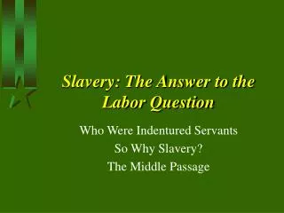 Slavery: The Answer to the Labor Question