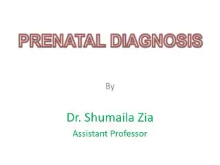 By Dr. S humaila Zia Assistant Professor