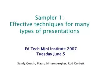 Sampler 1: Effective techniques for many types of presentations