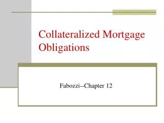 collateralized mortgage obligations