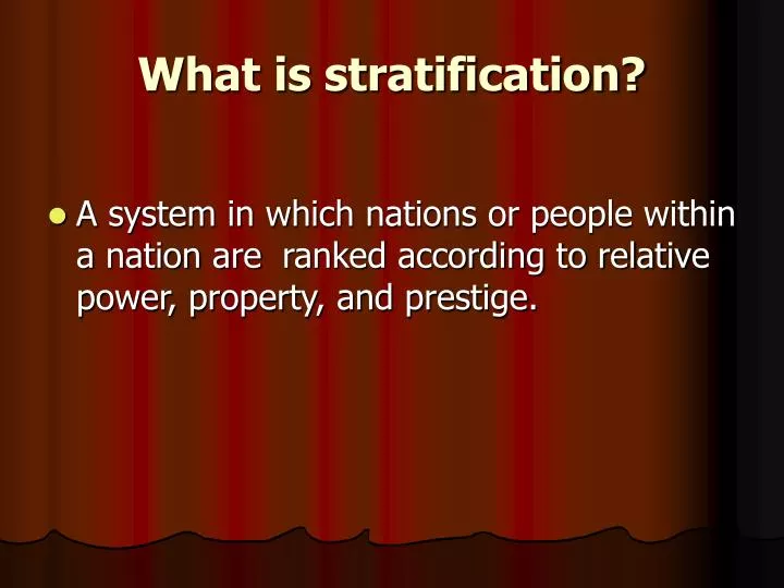 what is stratification