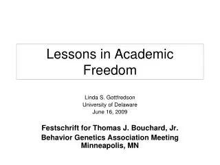 Lessons in Academic Freedom