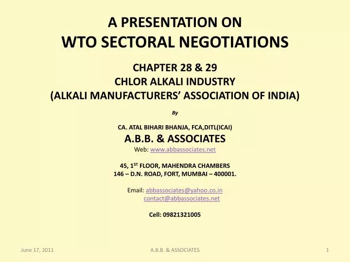 a presentation on wto sectoral negotiations