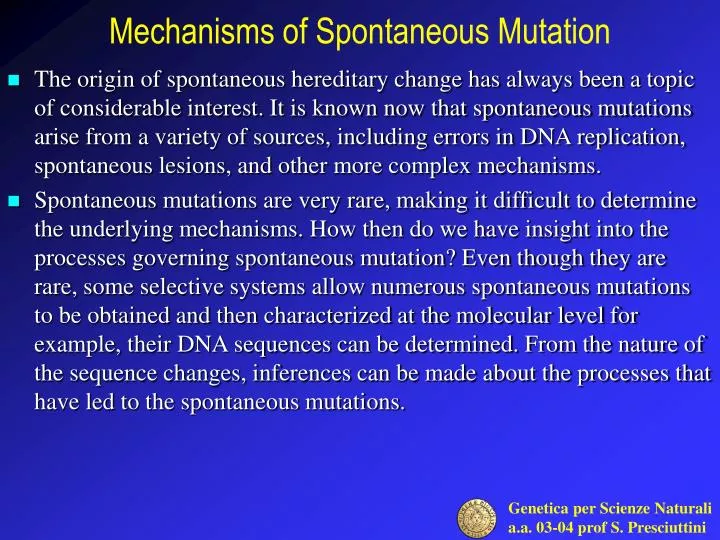 mechanisms of spontaneous mutation