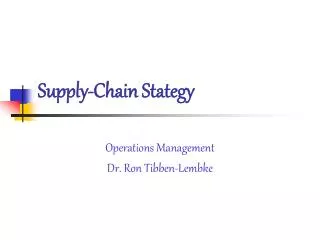 Supply-Chain Stategy