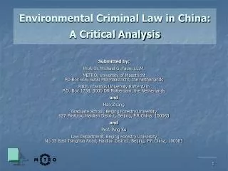 Environmental Criminal Law in China: A Critical Analysis