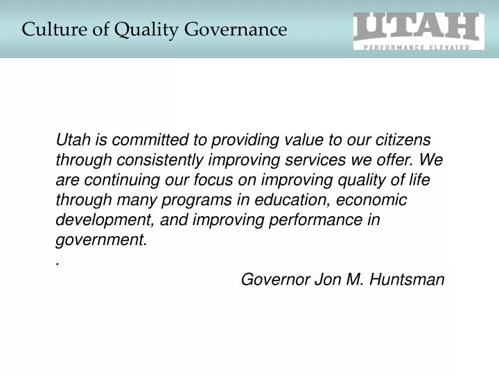 culture of quality governance