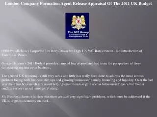London Company Formation Agent Release Appraisal Of The 2011