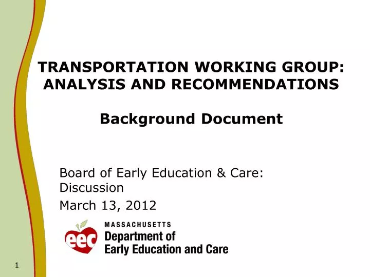 transportation working group analysis and recommendations background document