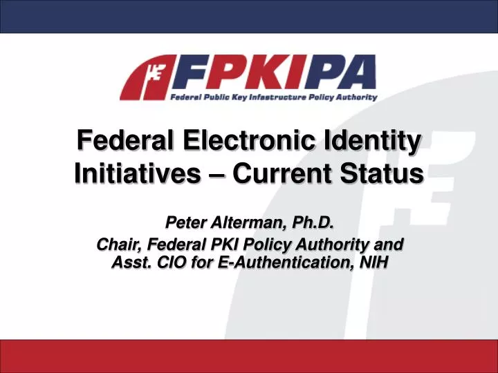 federal electronic identity initiatives current status