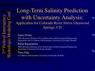 Long-Term Salinity Prediction with Uncertainty Analysis: Application for Colorado River Above Glenwood Springs, CO