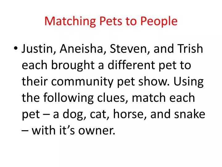matching pets to people