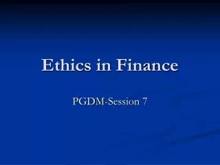 Ethics in Finance