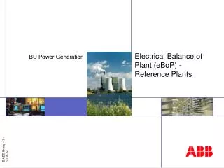 Electrical Balance of Plant (eBoP) - Reference Plants