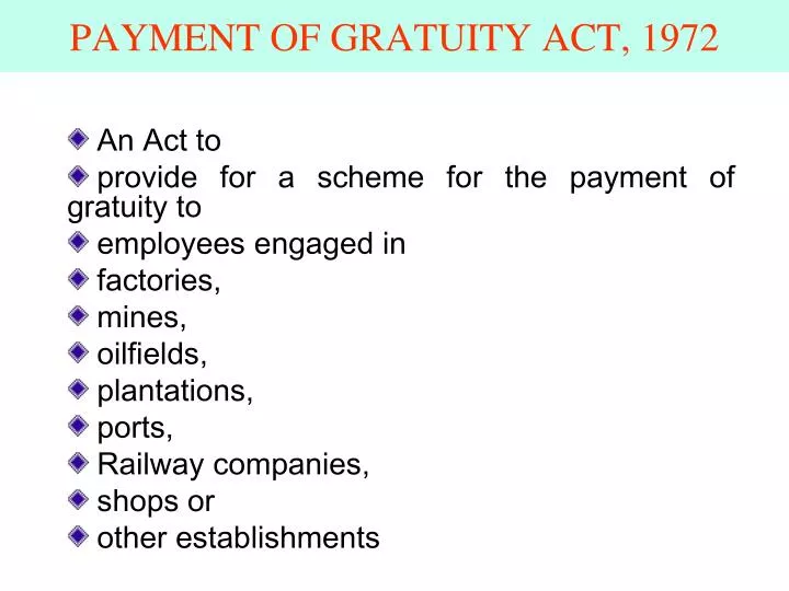 payment of gratuity act 1972