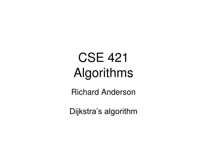 cse 421 algorithms