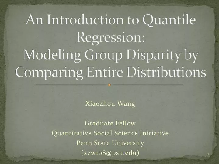 an introduction to quantile regression modeling group disparity by comparing entire distributions