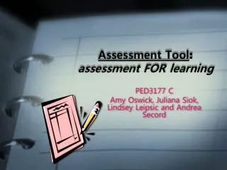 Assessment Tool : assessment FOR learning