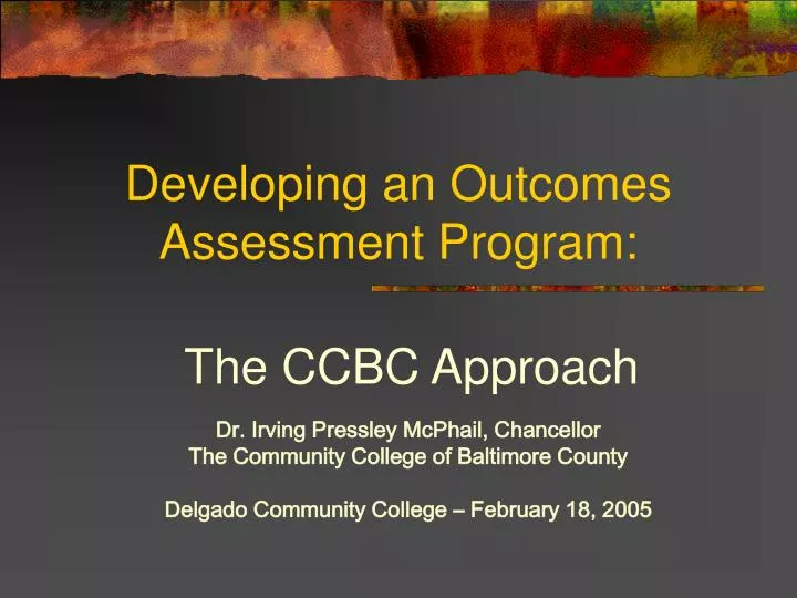 developing an outcomes assessment program