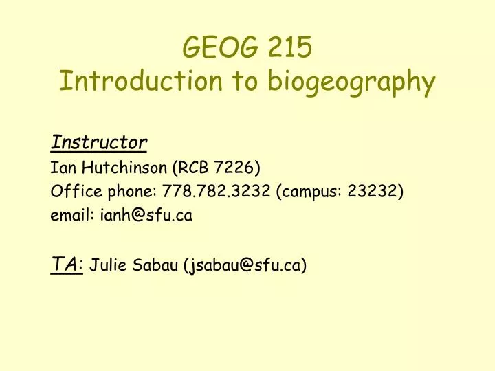 geog 215 introduction to biogeography