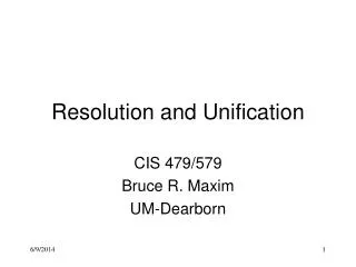 Resolution and Unification