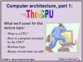 Computer architecture, part 1: