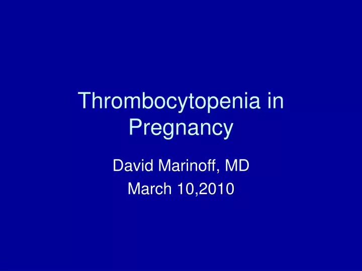thrombocytopenia in pregnancy