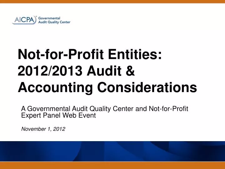 not for profit entities 2012 2013 audit accounting considerations