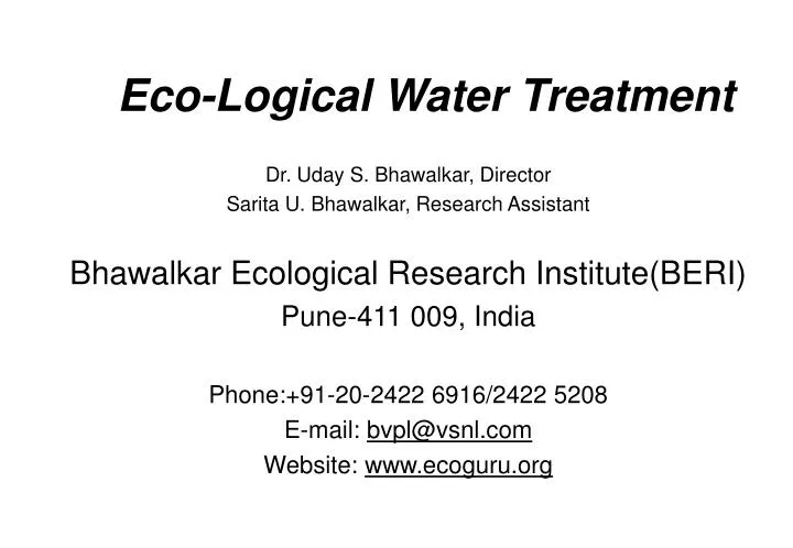 eco logical water treatment