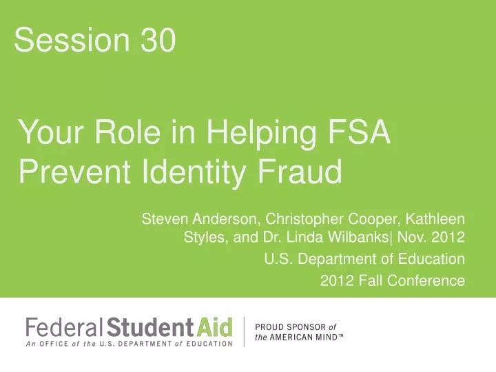 your role in helping fsa prevent identity fraud