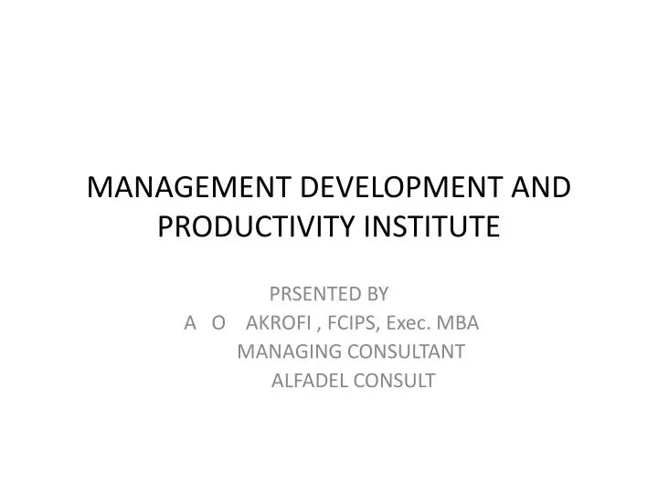 management development and productivity institute