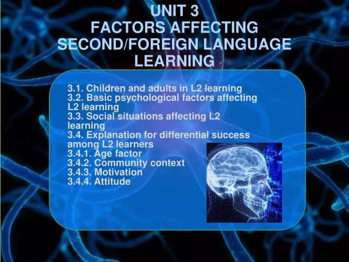 unit 3 factors affecting second foreign language learning