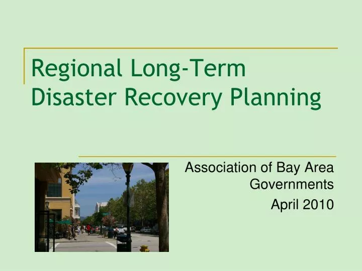 regional long term disaster recovery planning