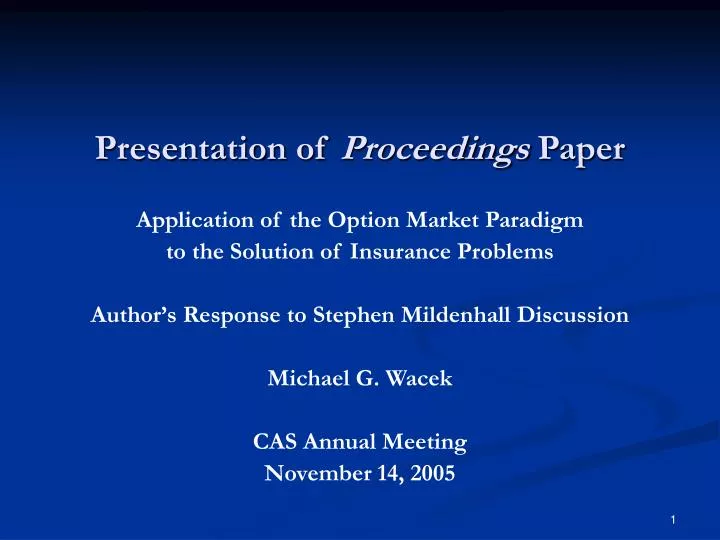 presentation of proceedings paper