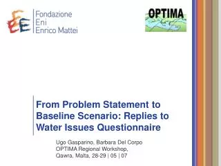 from problem statement to baseline scenario replies to water issues questionnaire