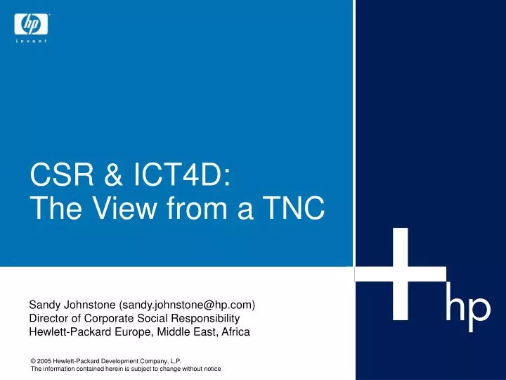 csr ict4d the view from a tnc