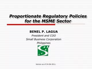 Proportionate Regulatory Policies for the MSME Sector