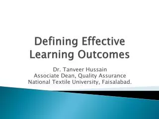 Defining Effective Learning Outcomes