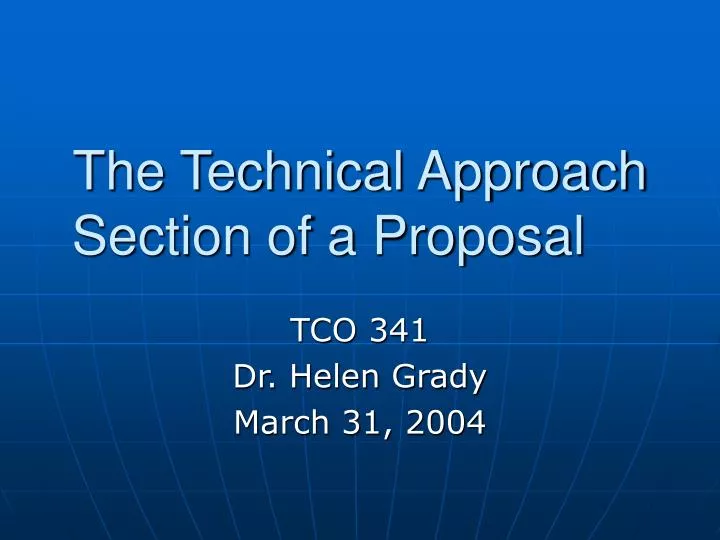 the technical approach section of a proposal