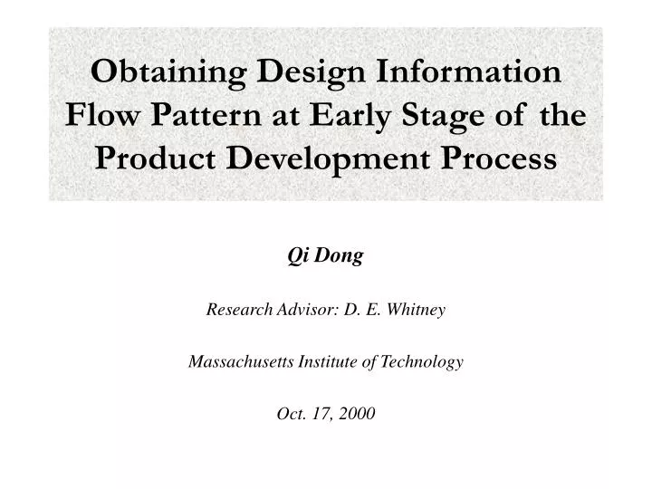 obtaining design information flow pattern at early stage of the product development process