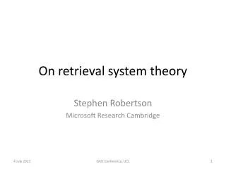 On retrieval system theory