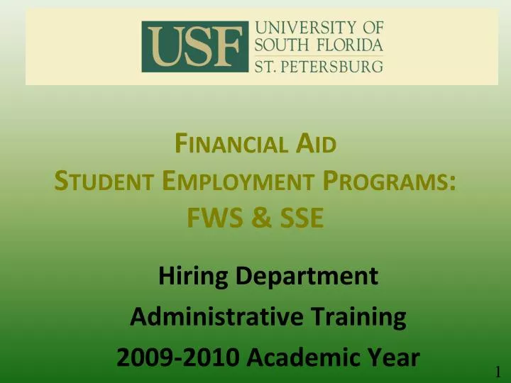 financial aid student employment programs fws sse