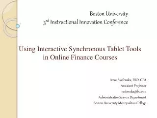 Using Interactive Synchronous Tablet Tools in Online Finance Courses
