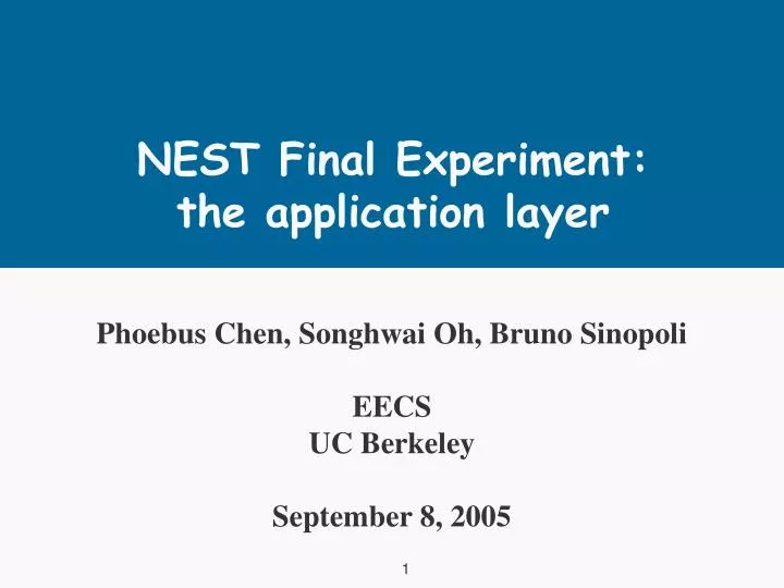 nest final experiment the application layer