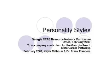 Personality Styles
