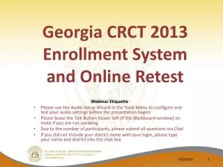Georgia CRCT 2013 Enrollment System and Online Retest