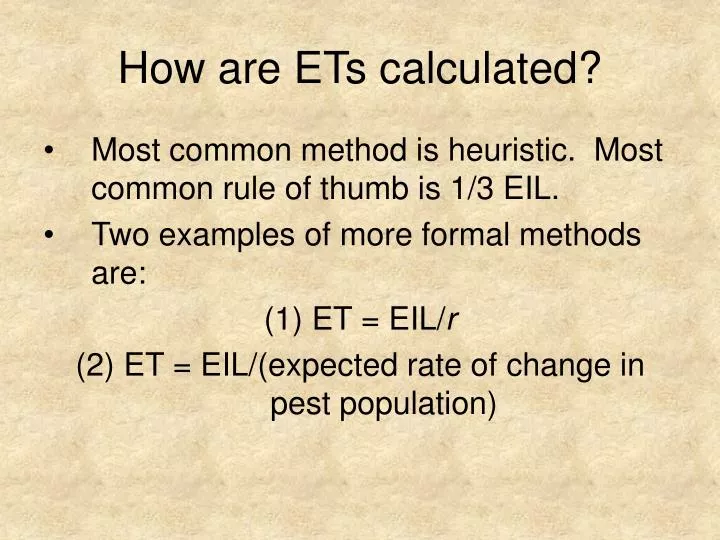 how are ets calculated