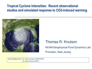 Tropical Cyclone Intensities: Recent observational studies and simulated response to CO2-induced warming