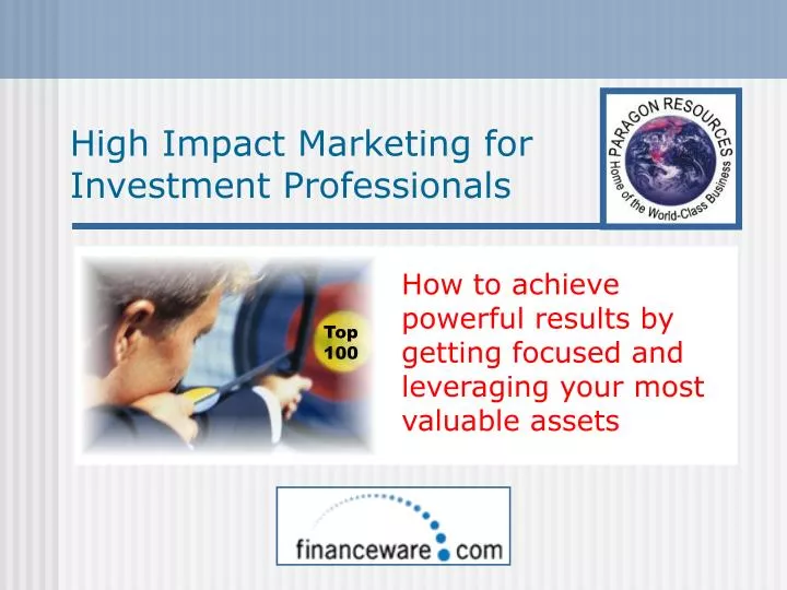high impact marketing for investment professionals